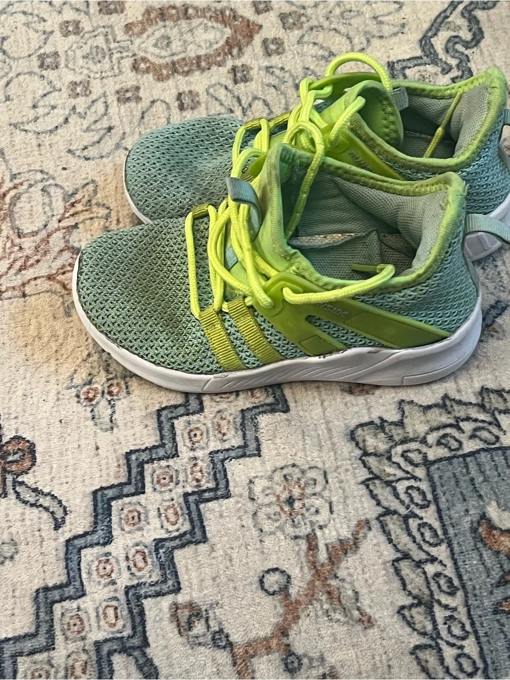 Kids Lightweight Green Knit Athletic Sneakers